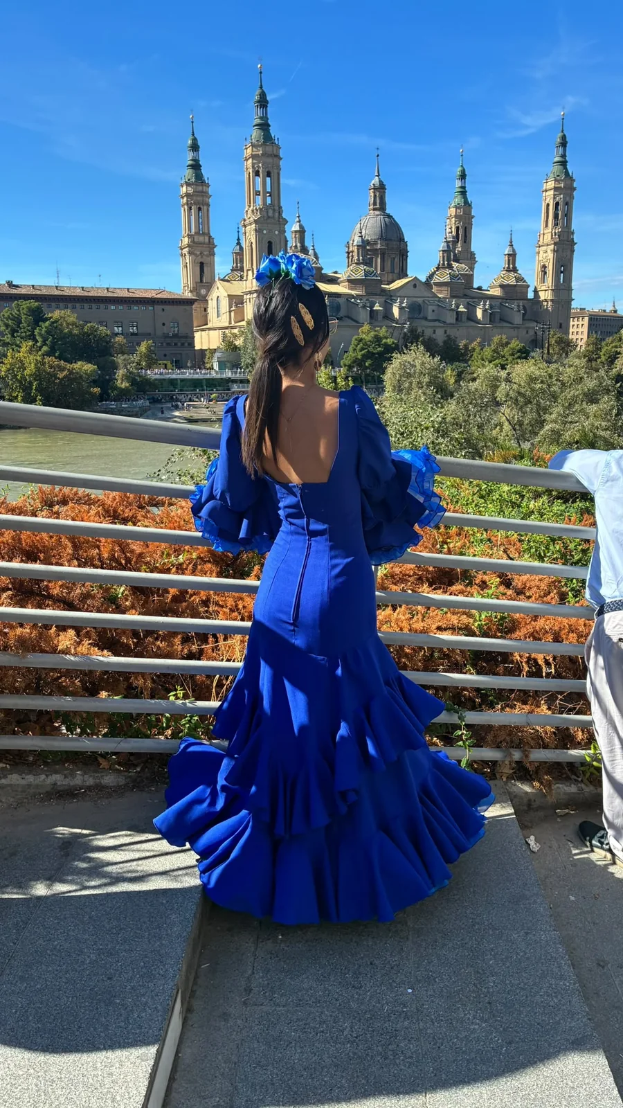 Espalda y vuelo del traje azul · Galería de Vanessa Toledo